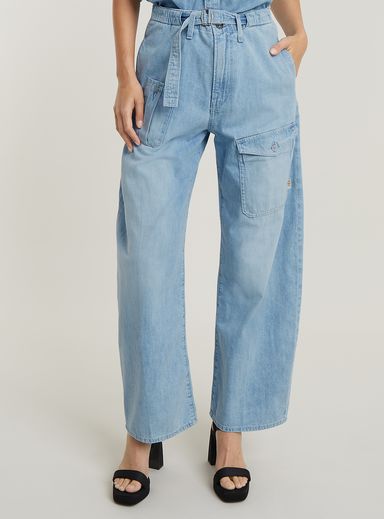 Belted Cargo Loose Jeans